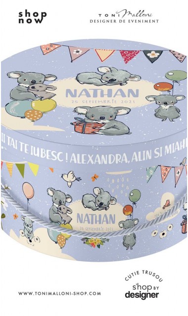 Cutie Koala trusou botez rotunda cu ursuleti Koala si baloane colorate 1